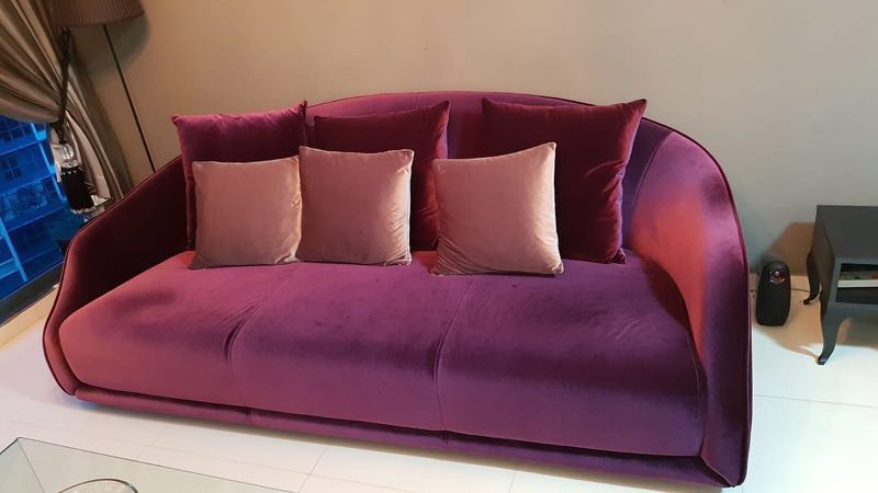 Velvet Sofa Purple And Ikea Side Tables Furniture Sofas On