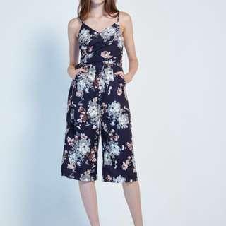 Giselle Floral Tie Jump Suit in black