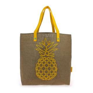 Uriage Pineapple Jute Beach Shopping Tote Bag