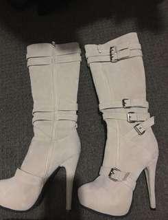 Camel knee high boots, worn once. Size 8