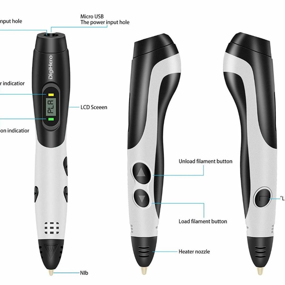 3d Pen With Lcd Screen Digihero 3d Printing Pen With 1 75mm Pla