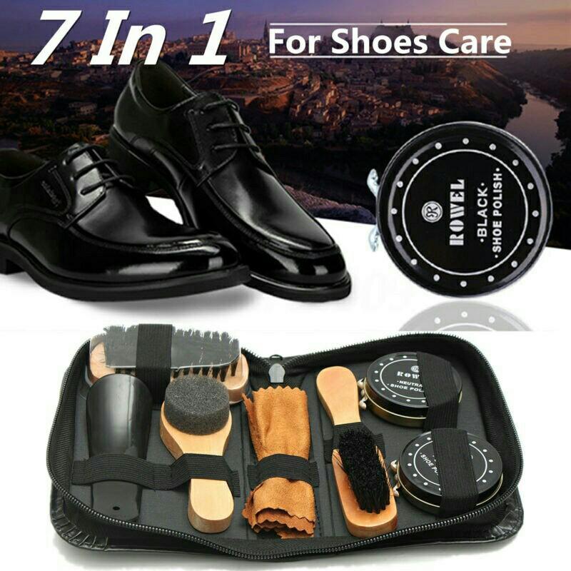 black leather shoe polish kit