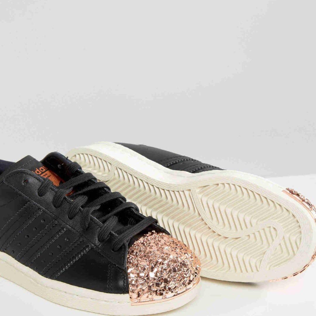 adidas originals black superstar sneakers with copper metal toe cap