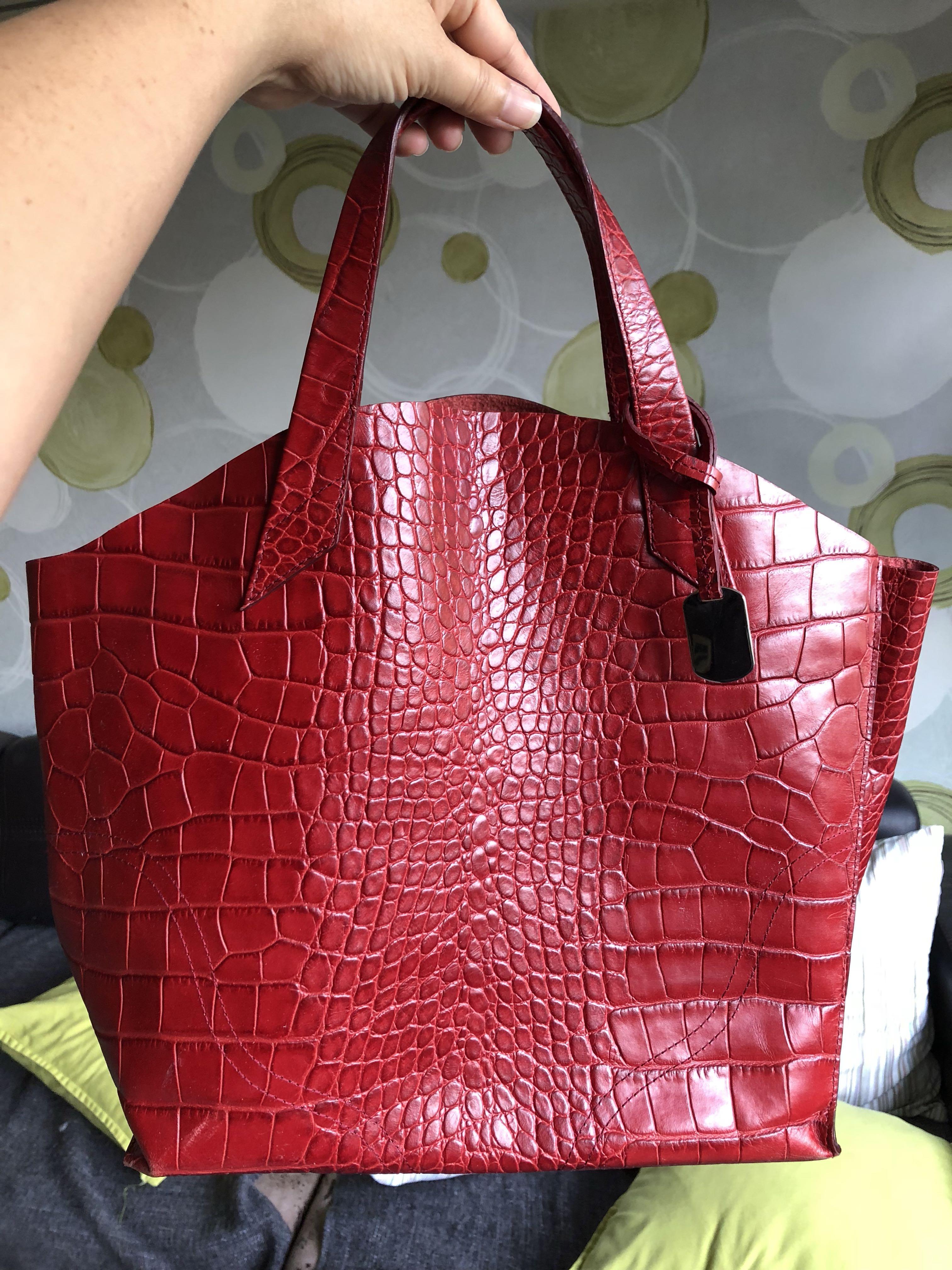 croc leather tote