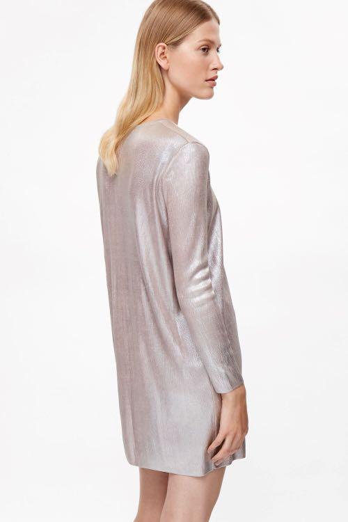 Brand New COS Dusty Pink Metallic Coated Dress