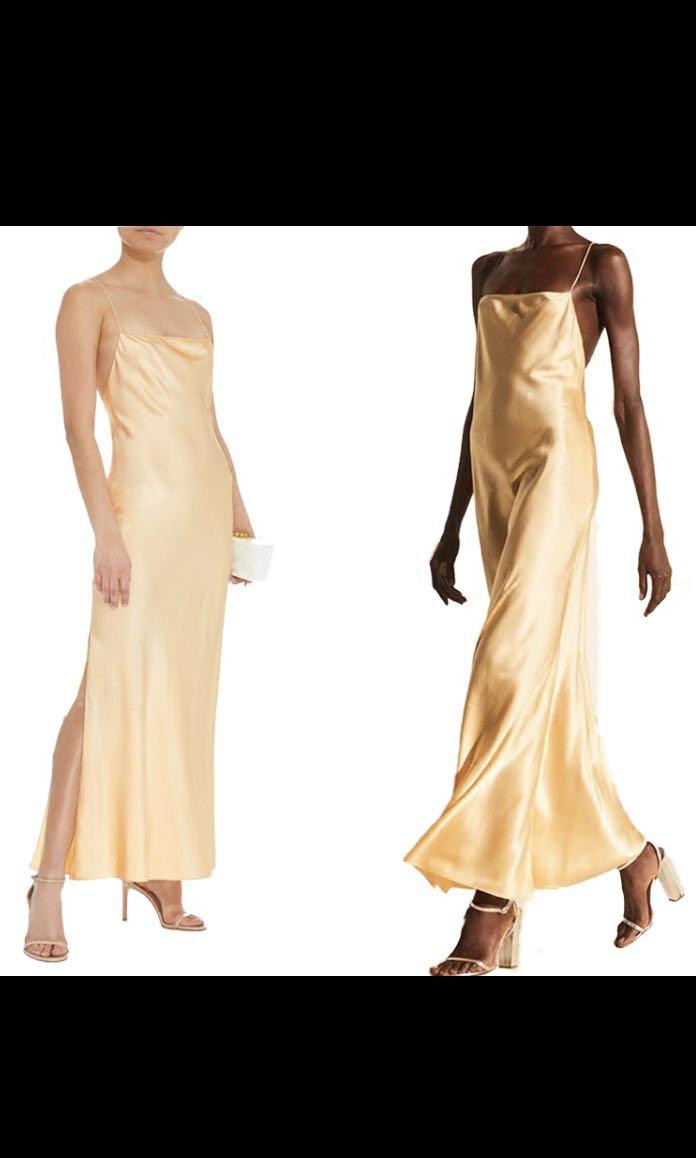 satin cross back dress