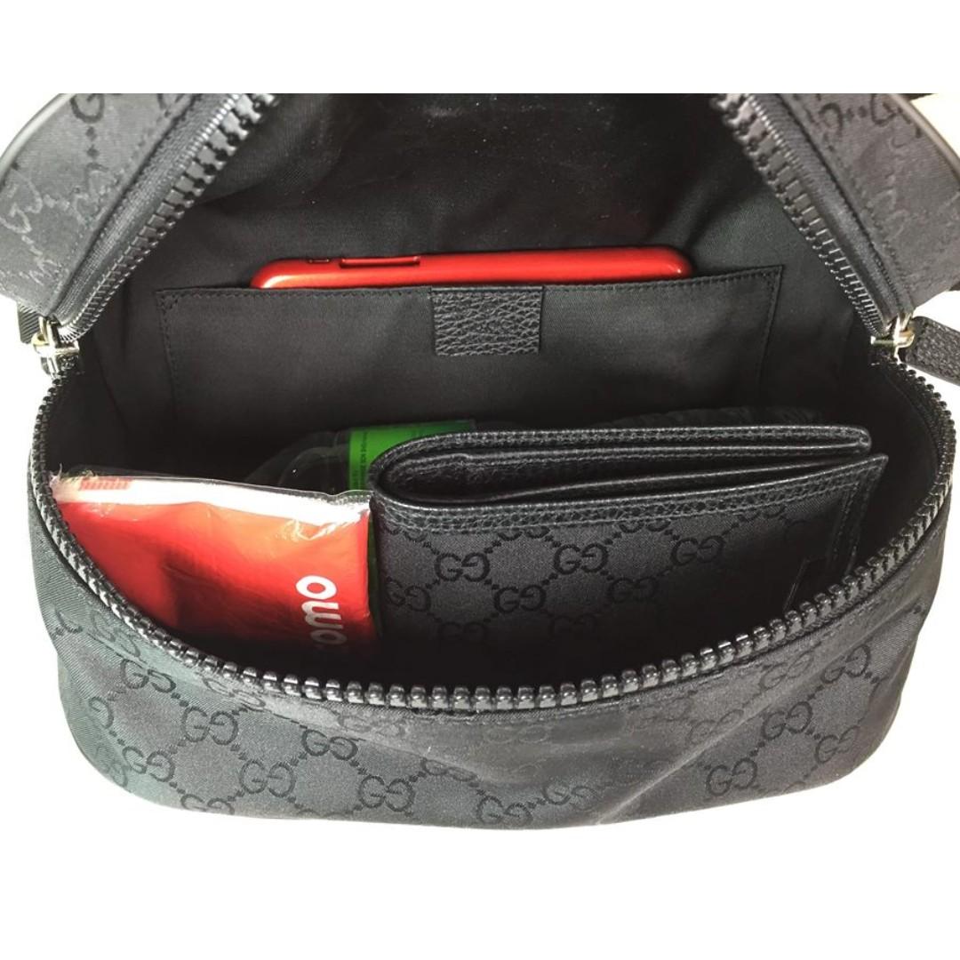 GUCCI GG Monogram Nylon Canvas Fanny Pack Belt Bag Black 449182