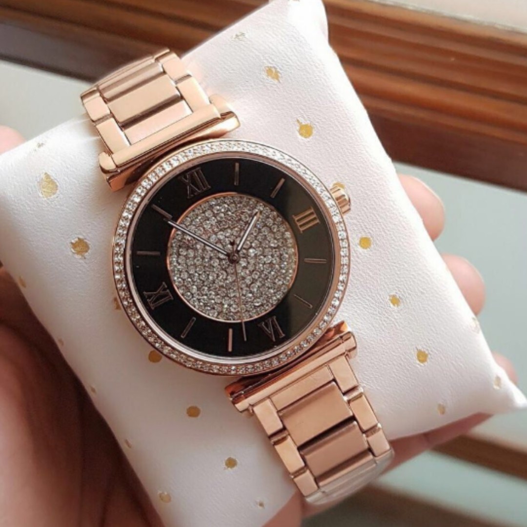 michael kors watch women's black and gold