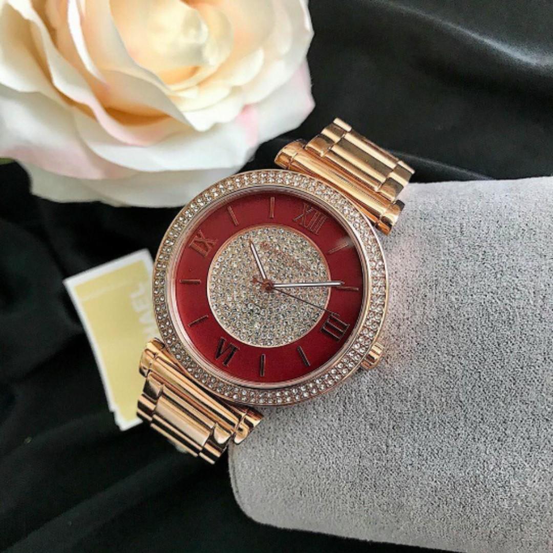 michael kors red watch women's