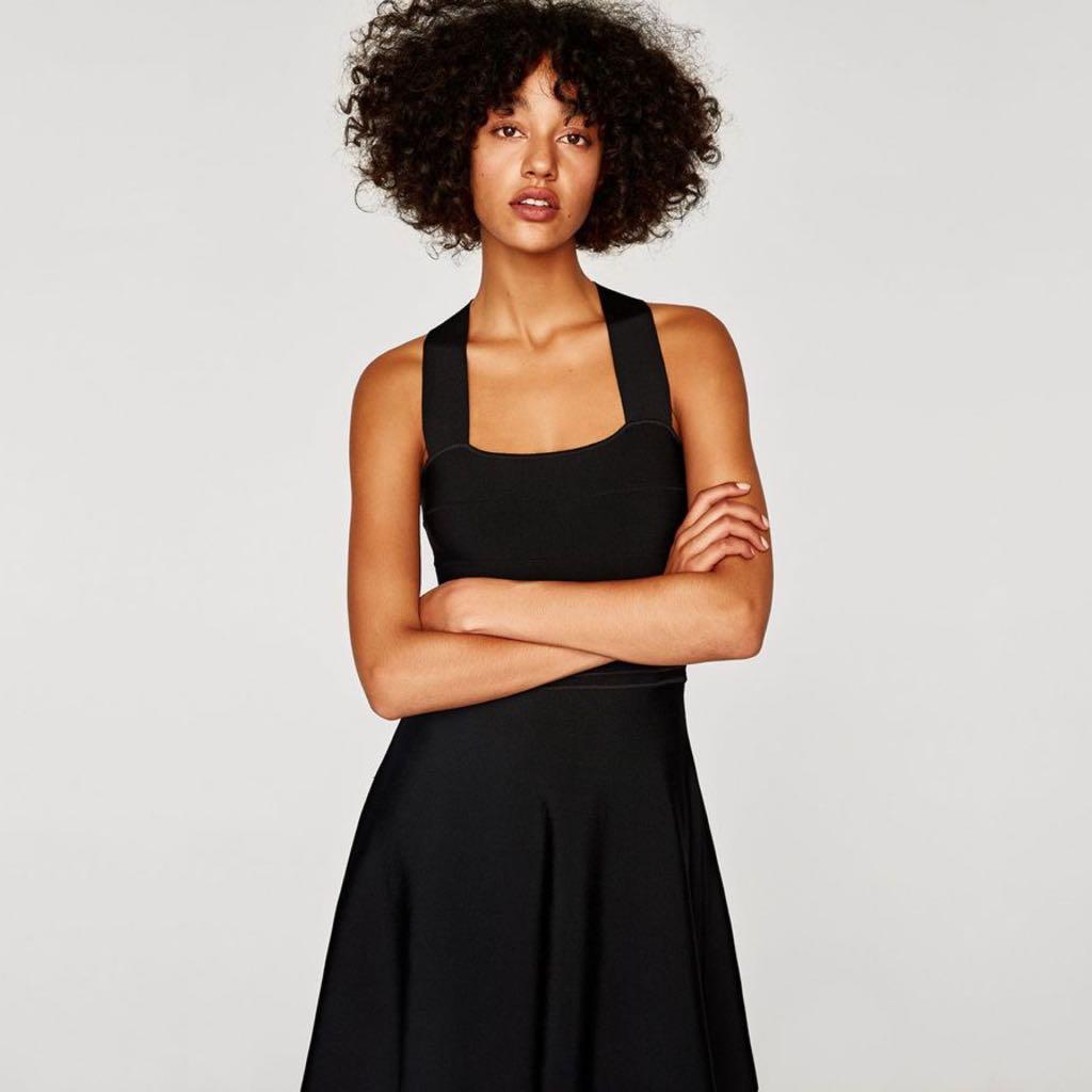zara black knit dress