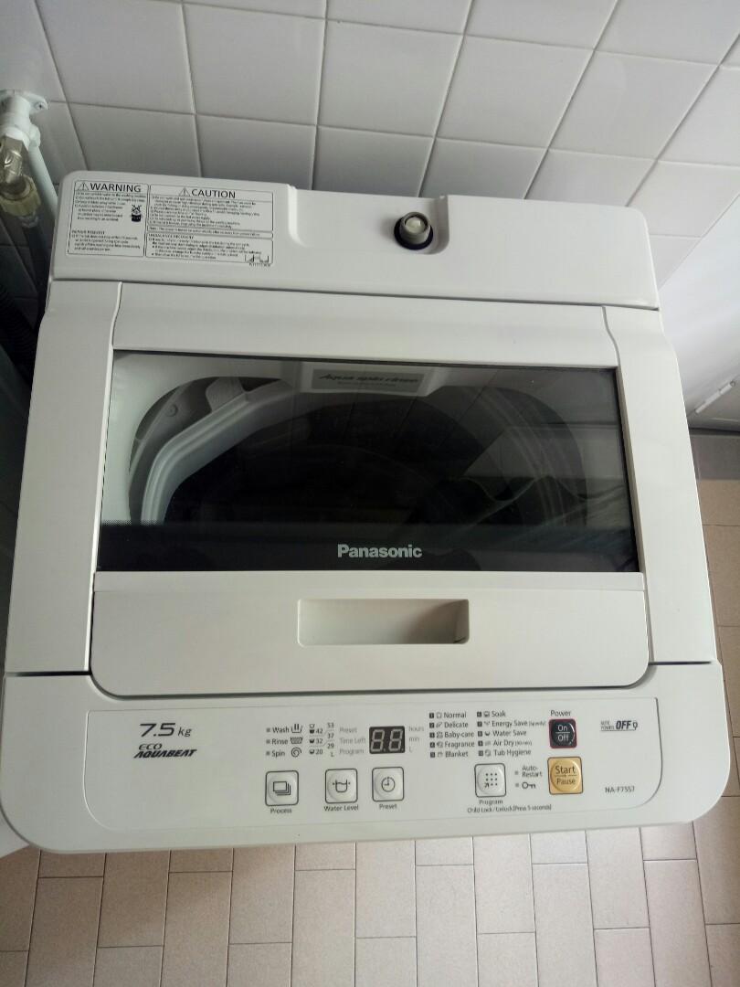Panasonic Eco Aquabeat Top Load Washing Machine NAF75S7 (7.5KG), TV