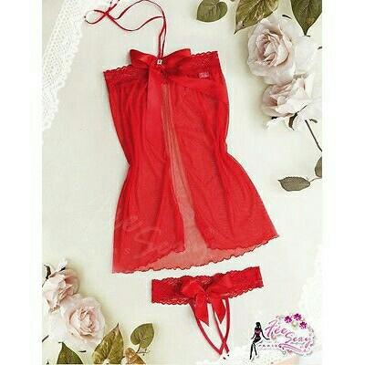 Red Sexy See-through Lingerie (Category: Bikinis & Swimsuits) located in Quezon City. Submitted by roselee_collections (Listing ID 197449988, Image 2). Description: Fashionable Sexy See-through Lingerie Color - Red Free size, fit up to Semi-Large Material - Lace, Mixed Package includes - 1 G-string, 1 Mini-dress Only P150 #onhand #lingerie #sexyapparel #bestbuy #bestgift #forher #honeymoon.