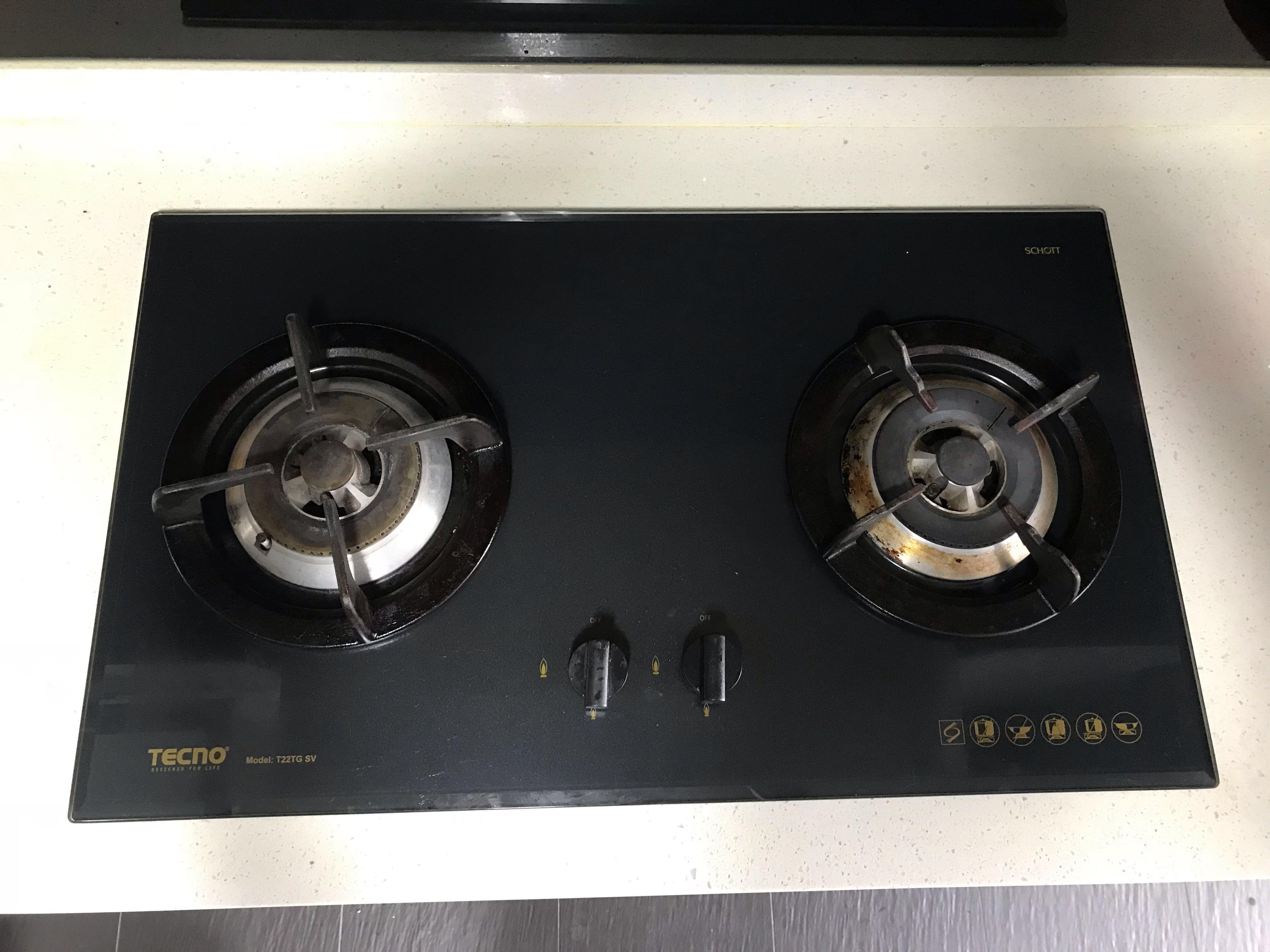 2 burner glass top gas stove