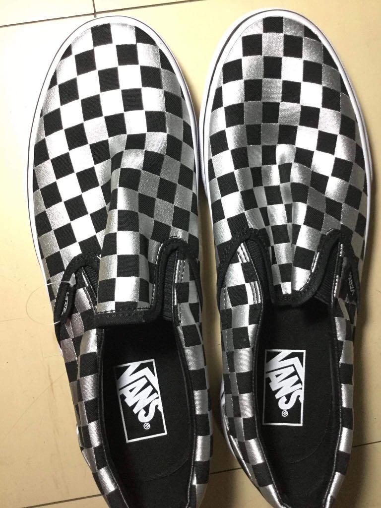 metallic checkerboard vans