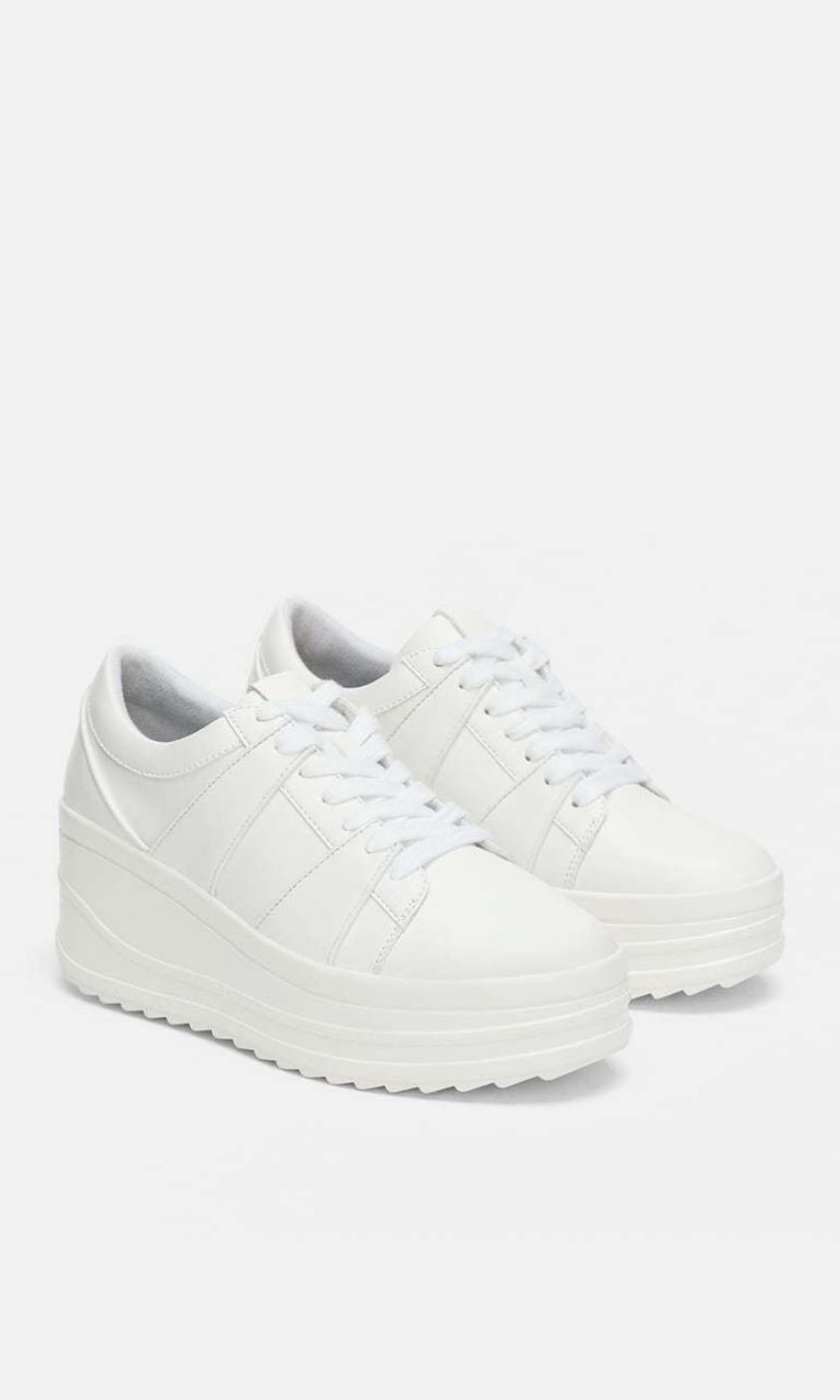 zara platform sneakers white