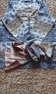 Blouse plus scarf bahan halus & jatuh