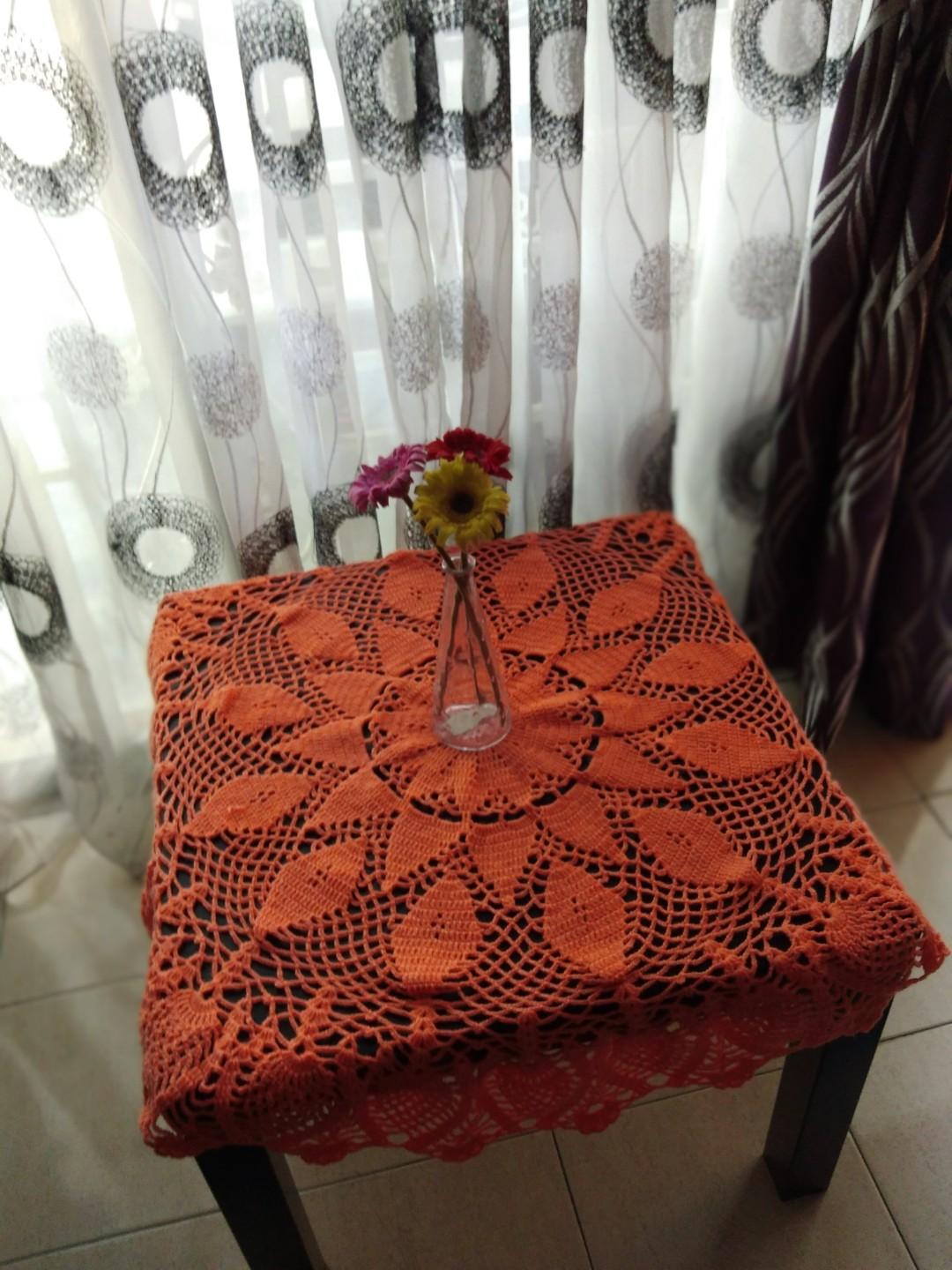Alas Meja Benang Kait Handmade Home Furniture Home Decor On Carousell