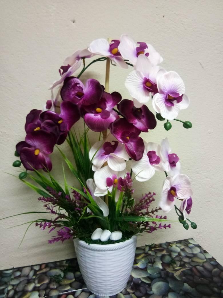 Artificial Flowers Bunga Orkid Hiasan Murah Home Furniture