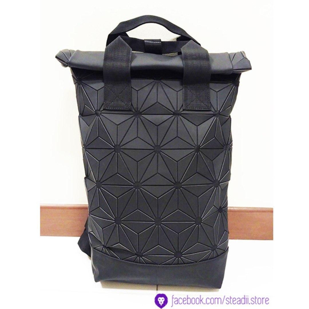 black geometric backpack