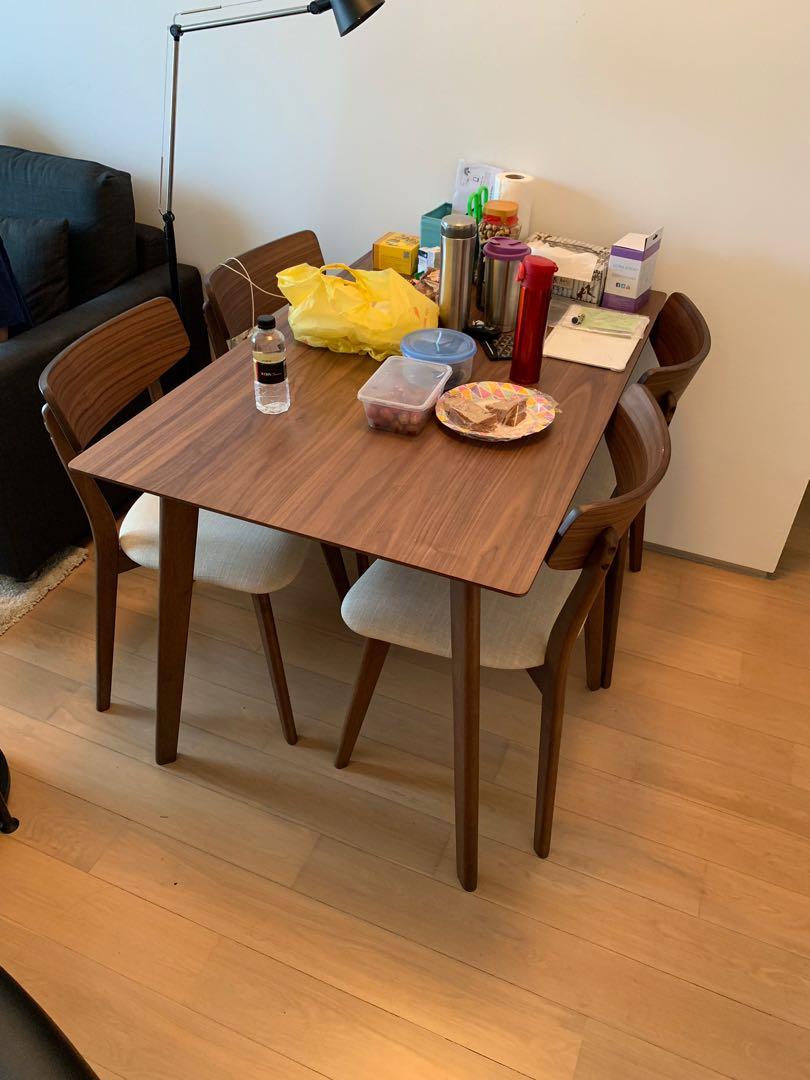 Brand New Dining Table Set (Walnut coloured), Furniture & Home Living