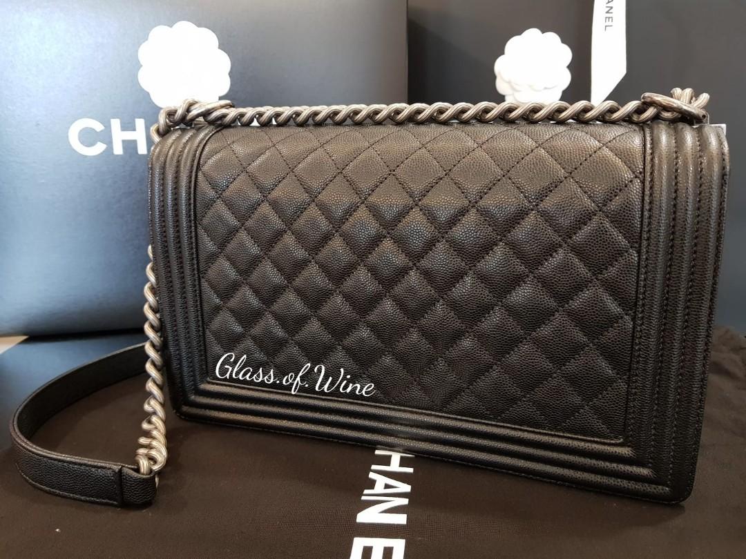 Chanel Boy New Medium in Black Caviar with Ruthenium-Finish Metal, Luxury,  Bags & Wallets on Carousell