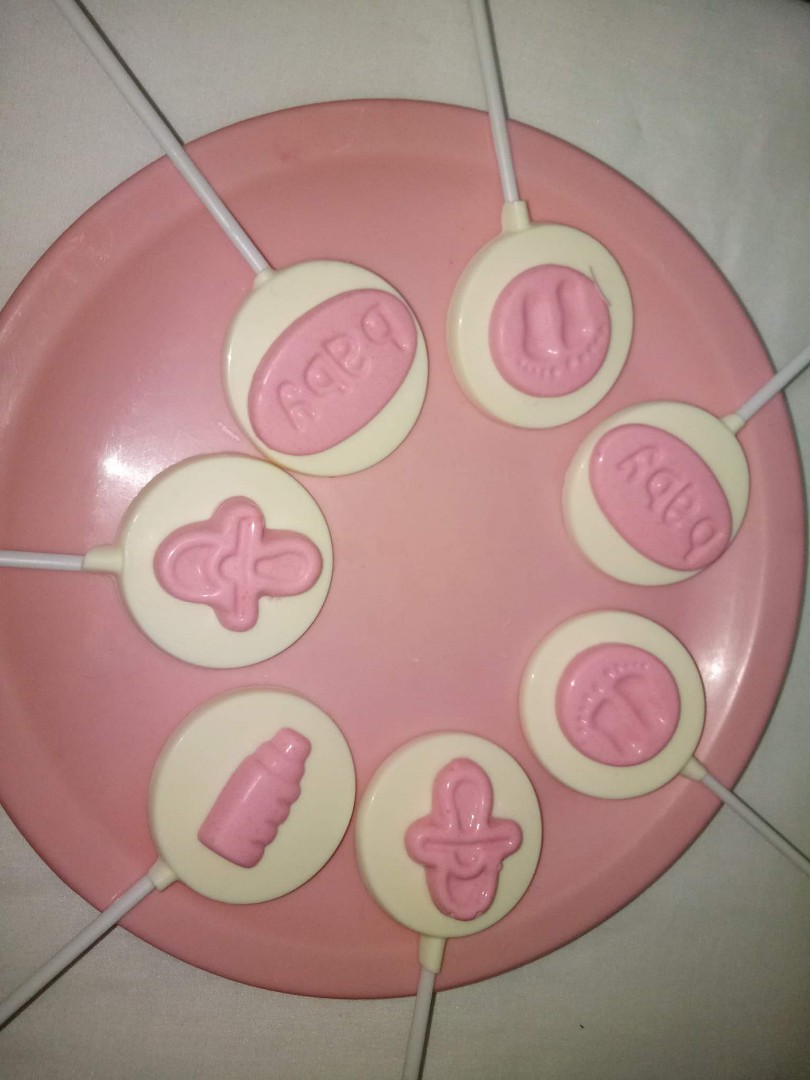Chocolate Lollipops For Baby Shower Gender Reveal Baptismal Food Drinks On Carousell