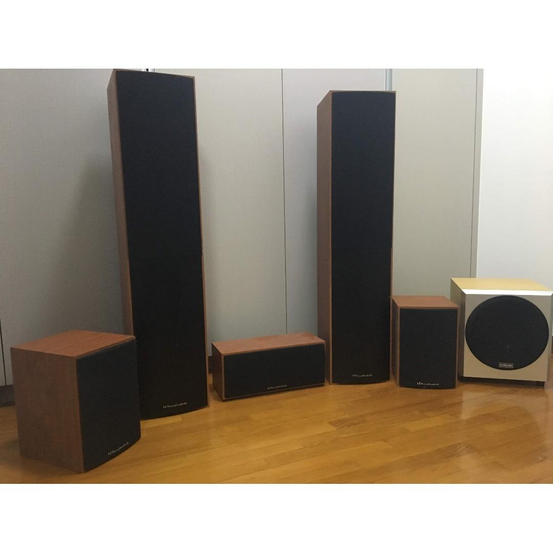 Complete 5.1 Wharfedale Crystal 2 speaker system Evidence subwoofer cables mounts