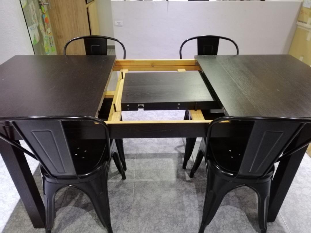 dining set ikea extendable table 4 courts metal chairs furniture home living furniture tables sets on carousell