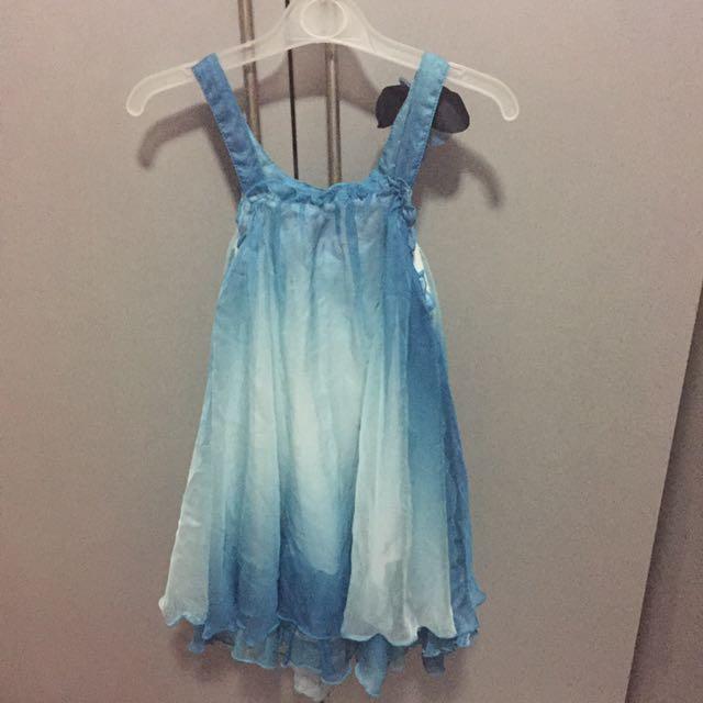 Girls Blue Butterfly Dress