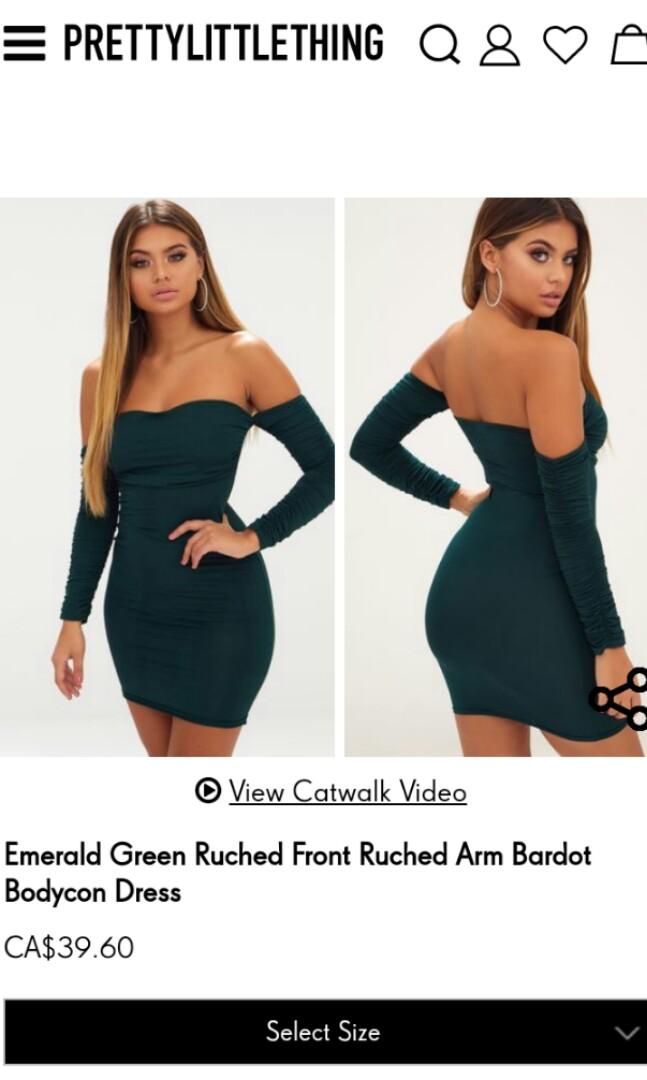emerald green ruched dress