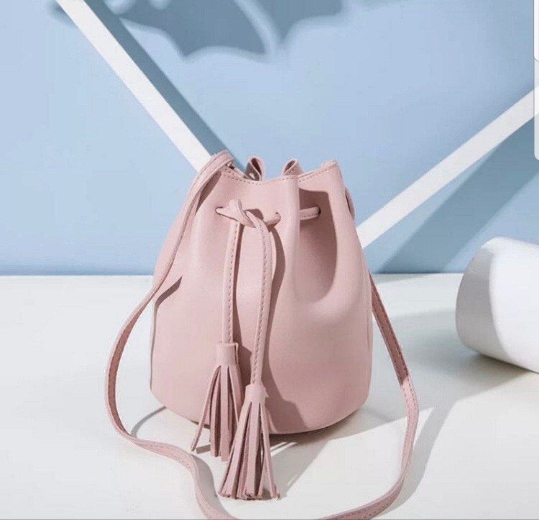 Tassel Bucket Bag Light Pink, Women's 