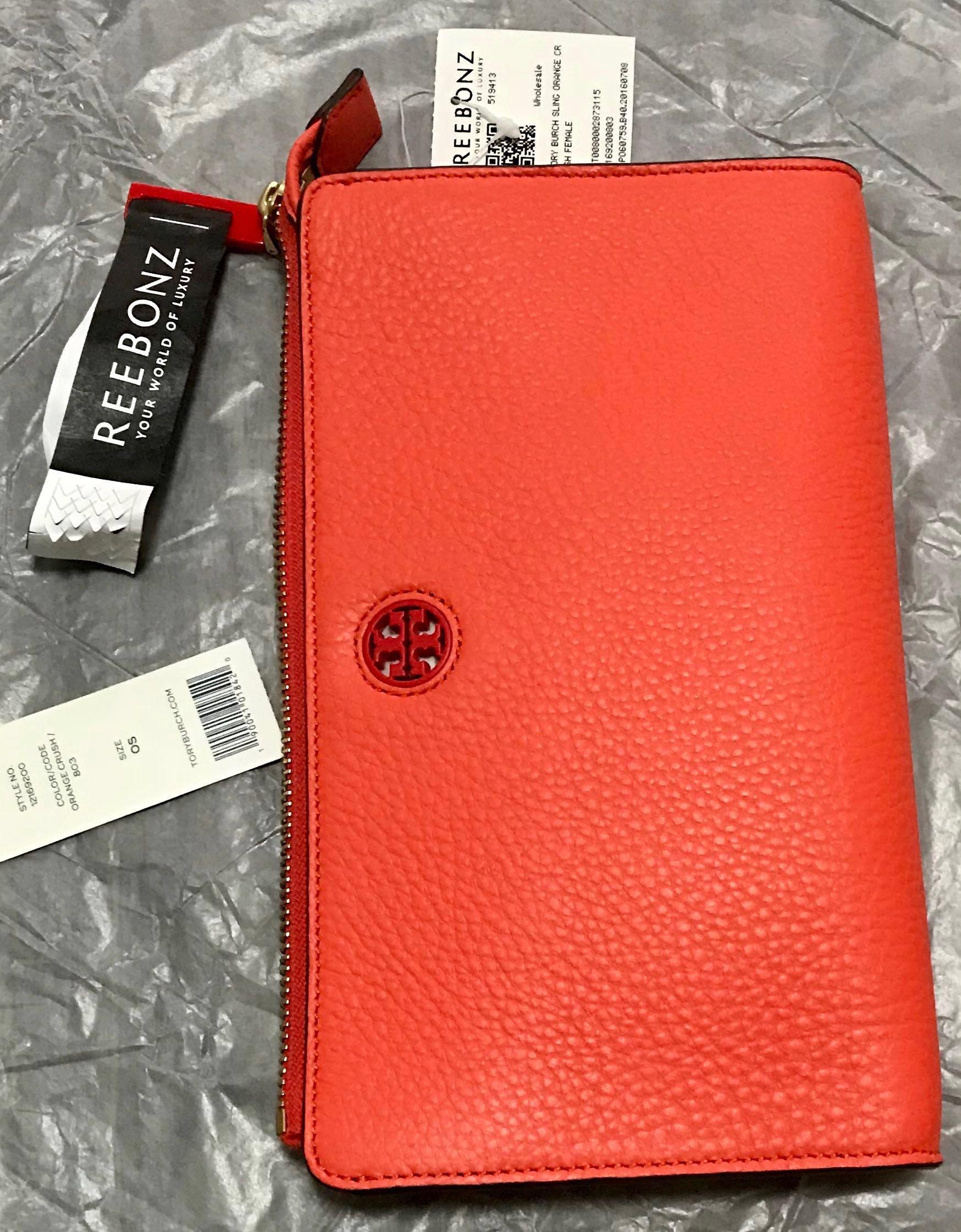 Tory Burch Robinson Pebbled Wallet Crossbody Bag In Orange Crush