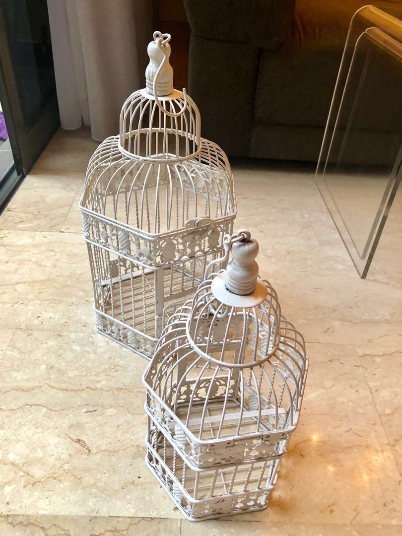 White Decorative Vintage Bird Cage Centerpiece Design Craft