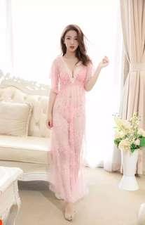 Lingerie Sexy Lace Pajamas - ( READY PINK )