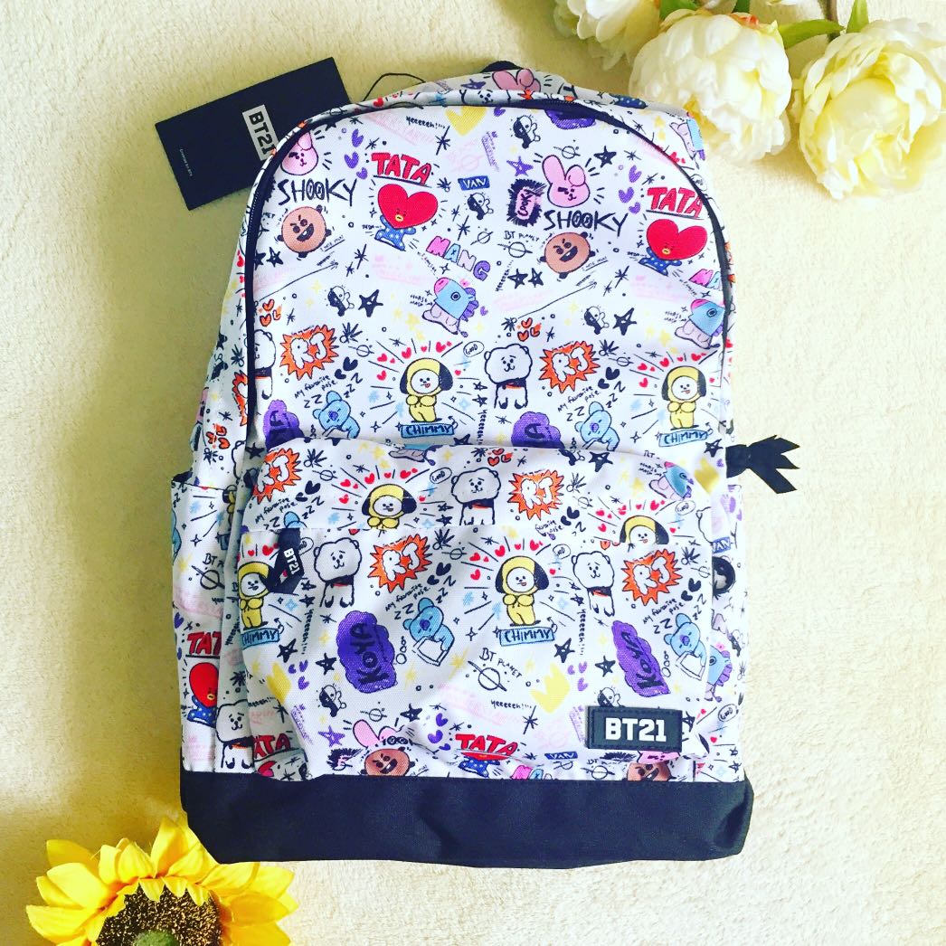 BT21 Graphic Mesh Backpack Women s Fashion Bags Wallets Backpacks on Carousell