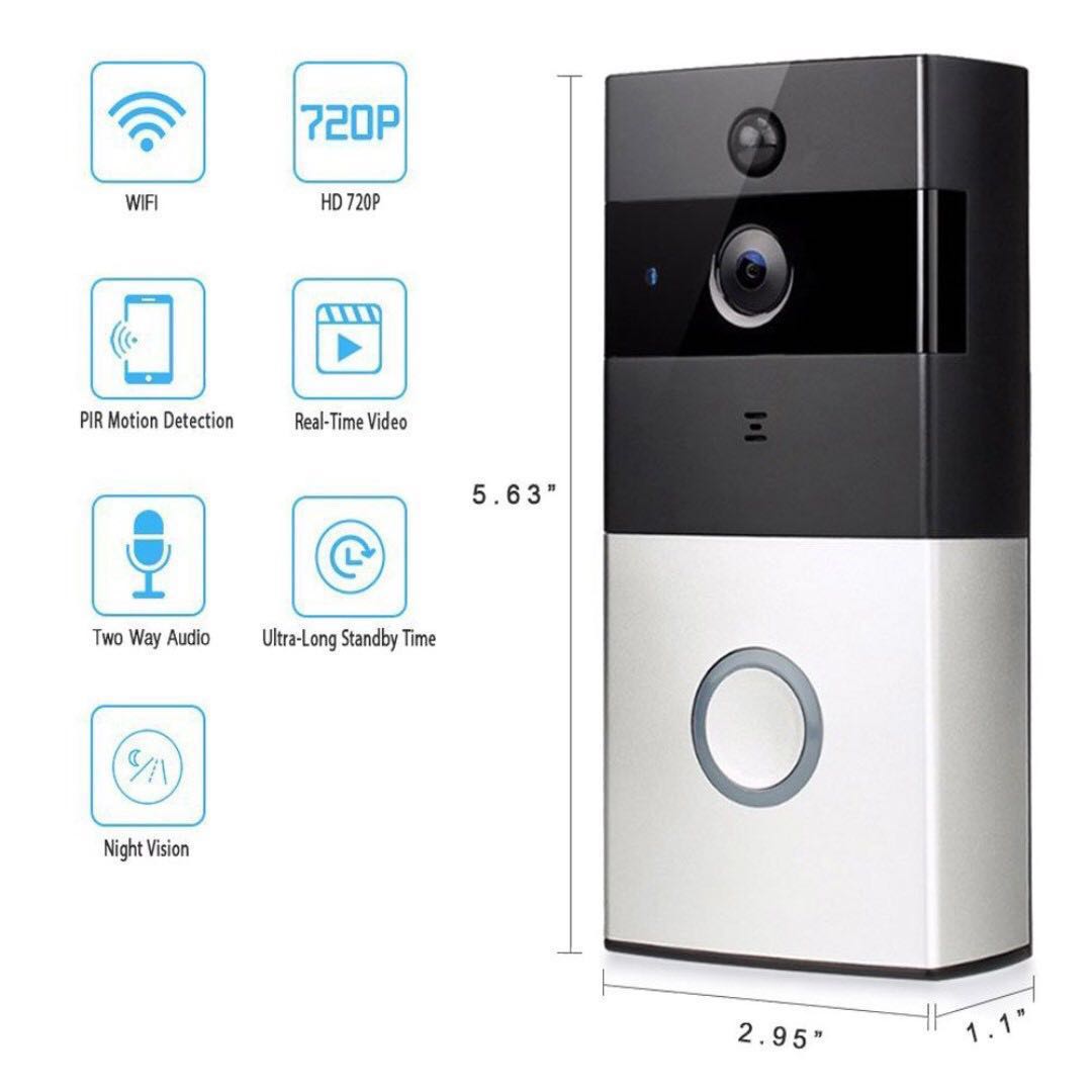AKASO Smart Video Doorbell Smart Doorbell 720P HD Wifi Security Camera with 8G Memory Storage Real Time Two Way Talk and Video Night Vision PIR