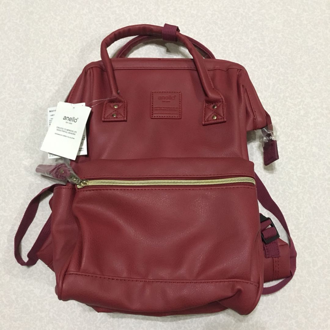 red leather mini backpack