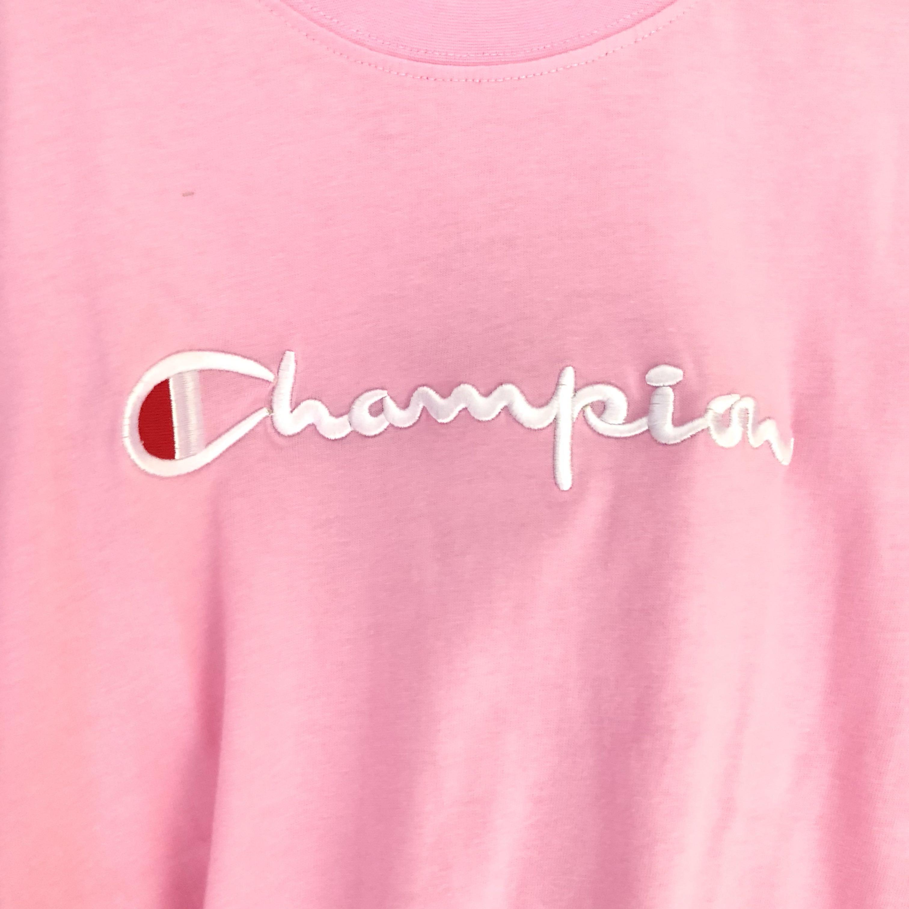 Authentic Pink Champion Embroidered Tee Shirt Women S Fashion