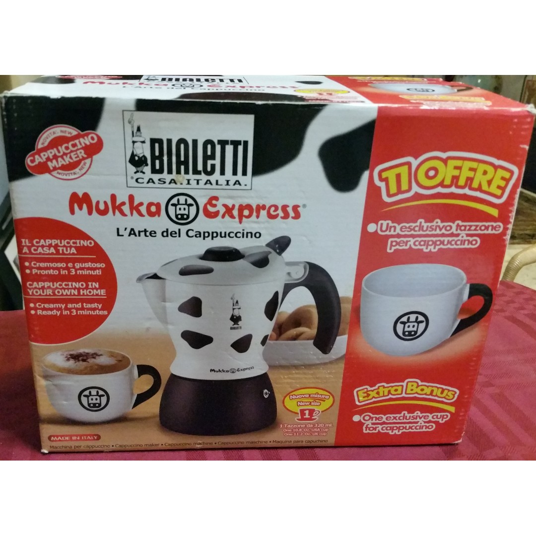 Bialetti Mukka Express 1Cup CowPrint Stovetop Cappuccino Maker by