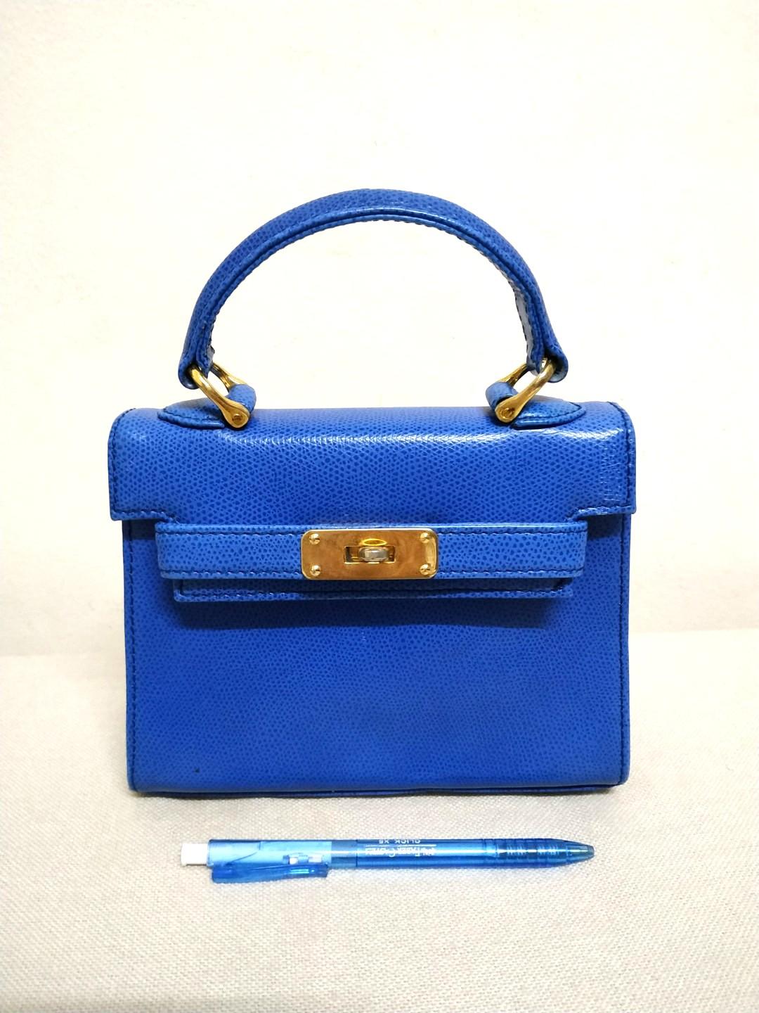 BLUE FINAL STAGE MINI 'KELLY' LEATHER BAG, Women's Fashion, Bags