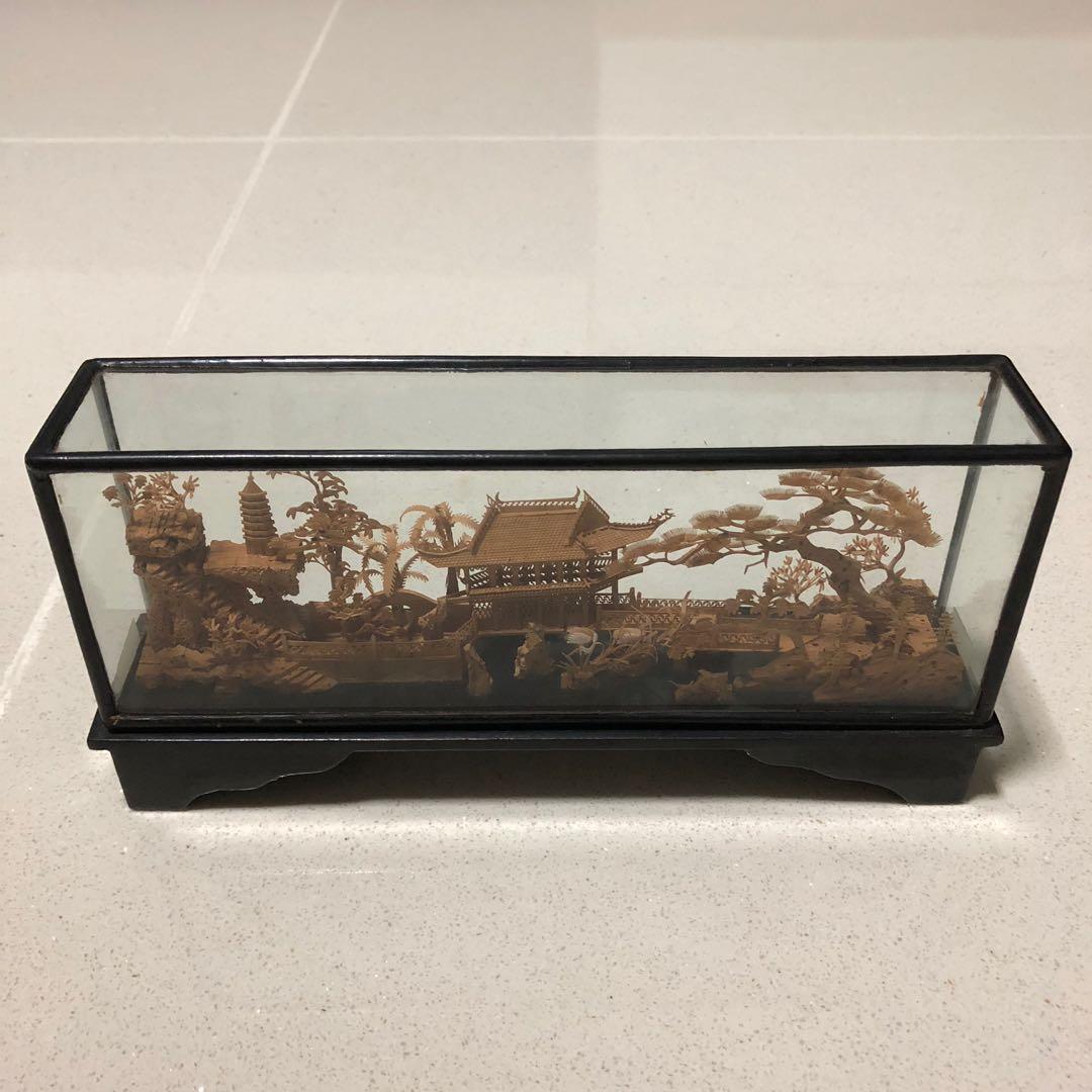 Chinese Palace Mini Wood Carving Vintage Collectibles Vintage