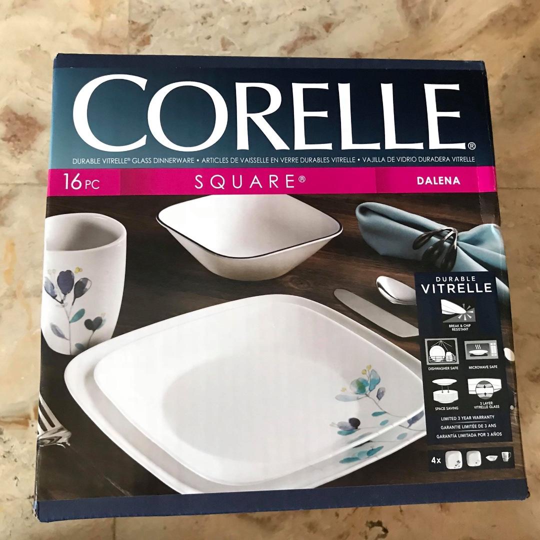 Corelle Square 16Piece Dinnerware Set Dalena, Furniture & Home Living