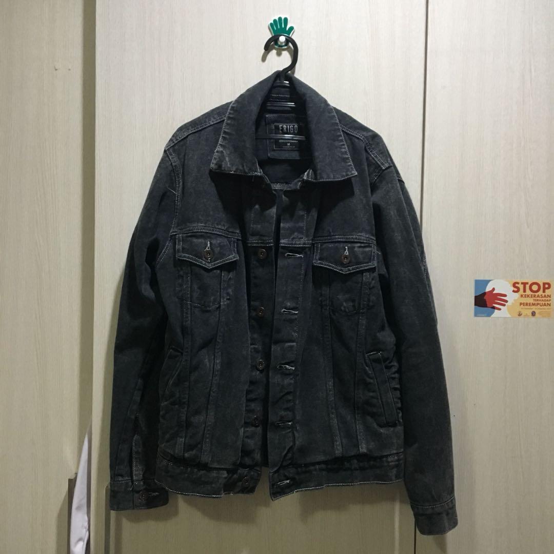 Erigo trucker denim gray abu abu Fesyen Pria Pakaian Atasan di Carousell