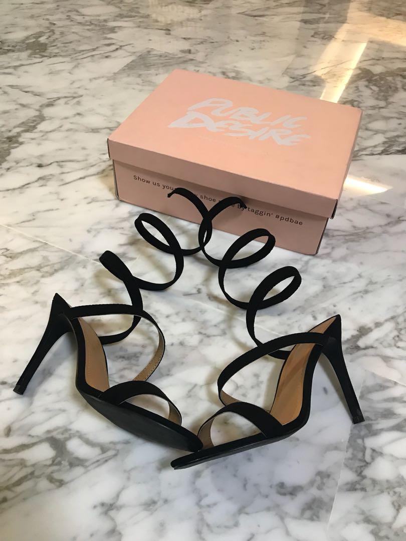 Faux suede wraparound heels online