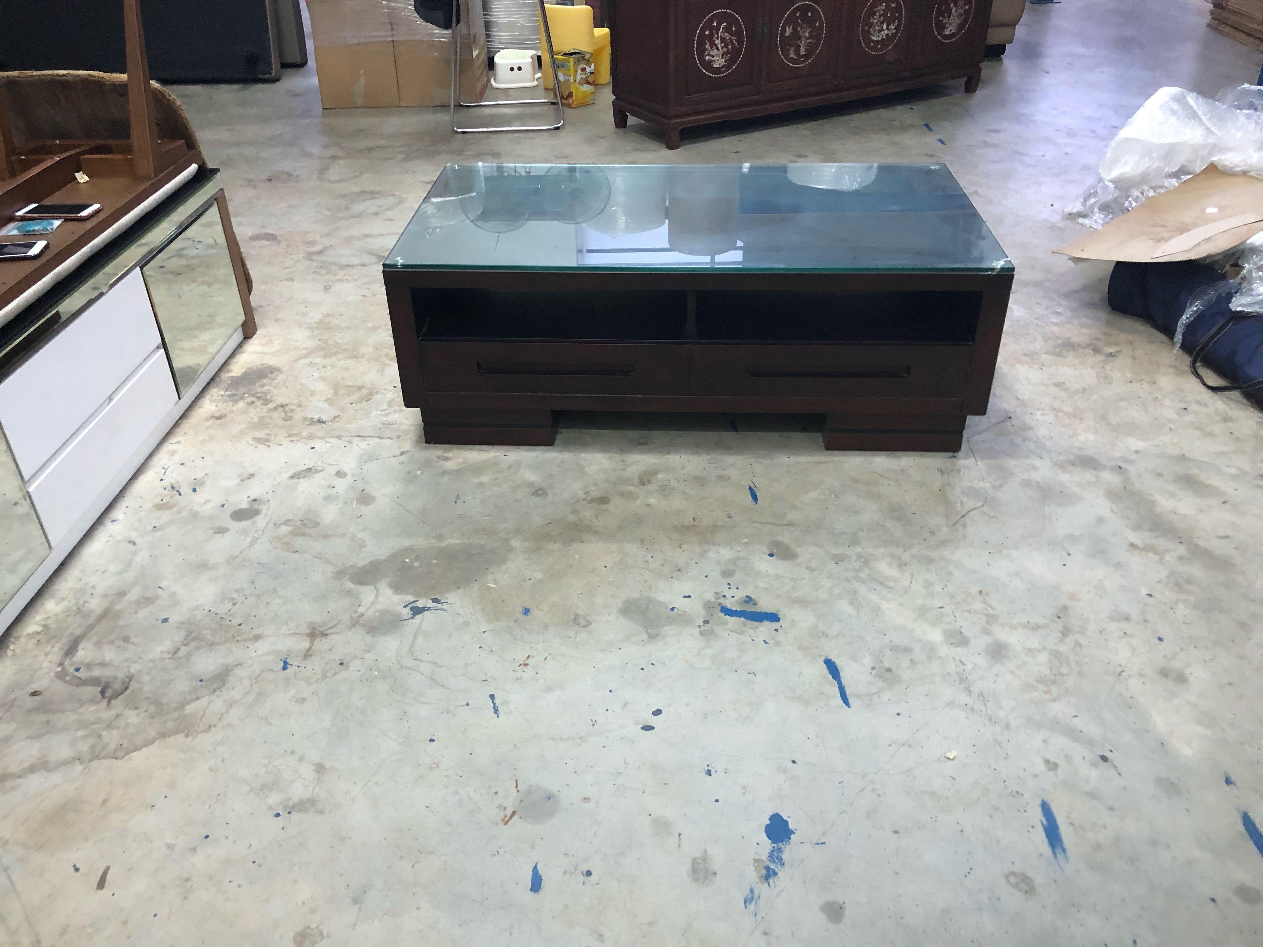 Glass Top Coffee Table With 2 Drawers Furniture Tables Chairs