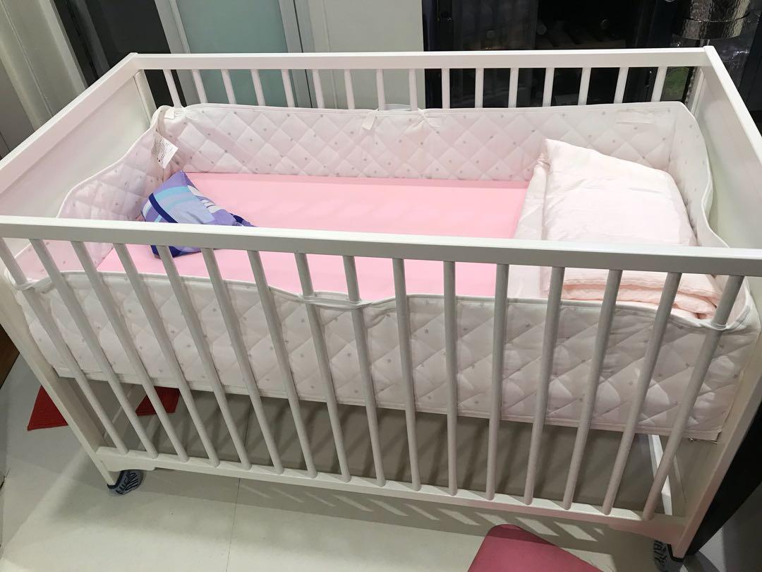 Ikea Wooden Adjustable White Crib Cot Price Reduced Babies Kids