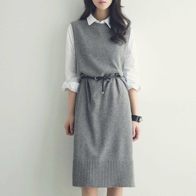 shirt dress with sweater