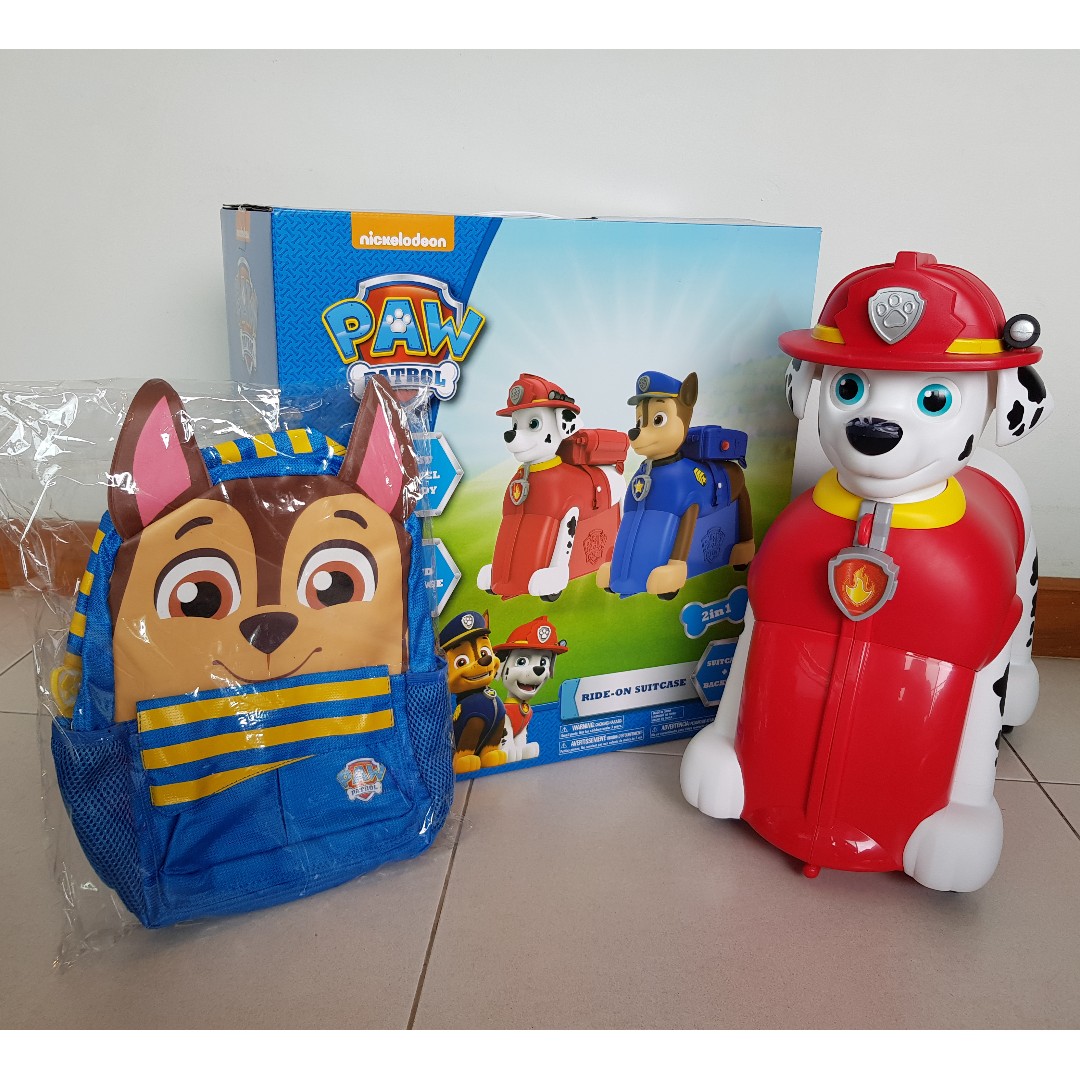Paw Patrol Marshall Ride On Luggage Bag Chase Backpack Babies