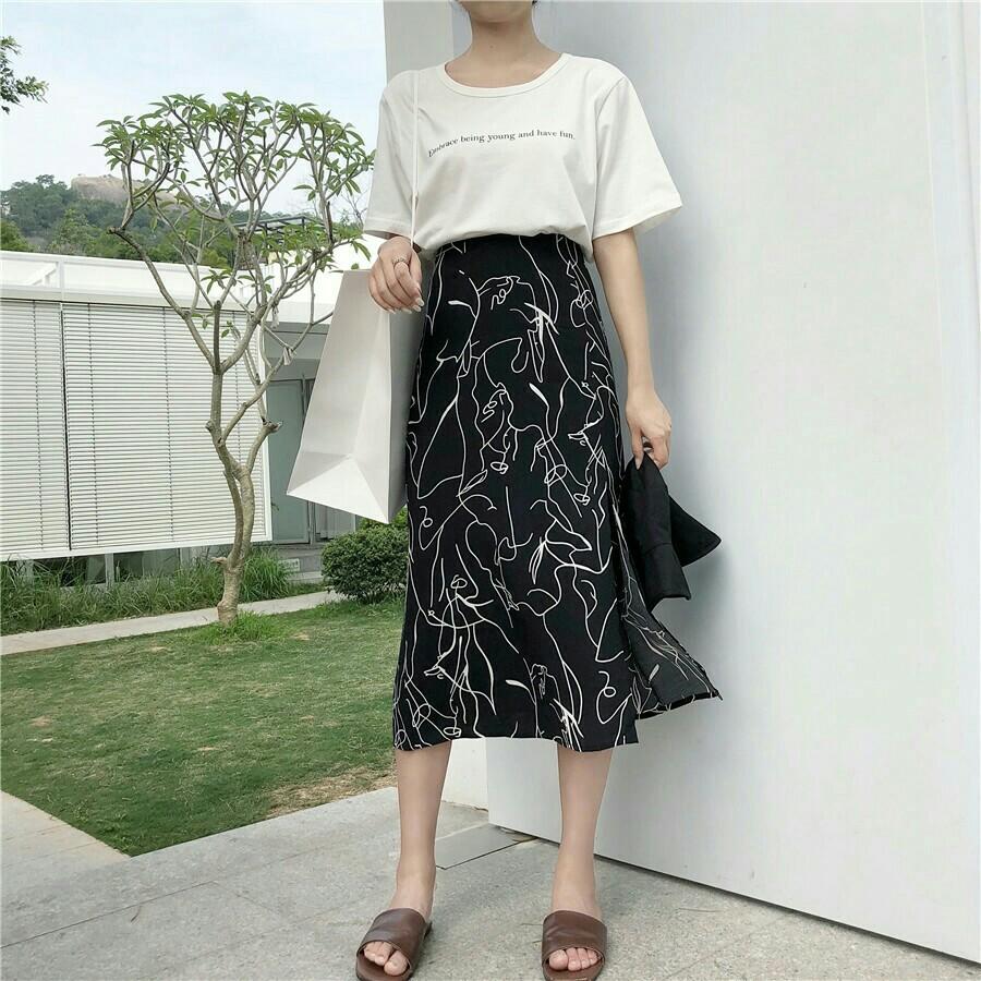 white colour long skirt