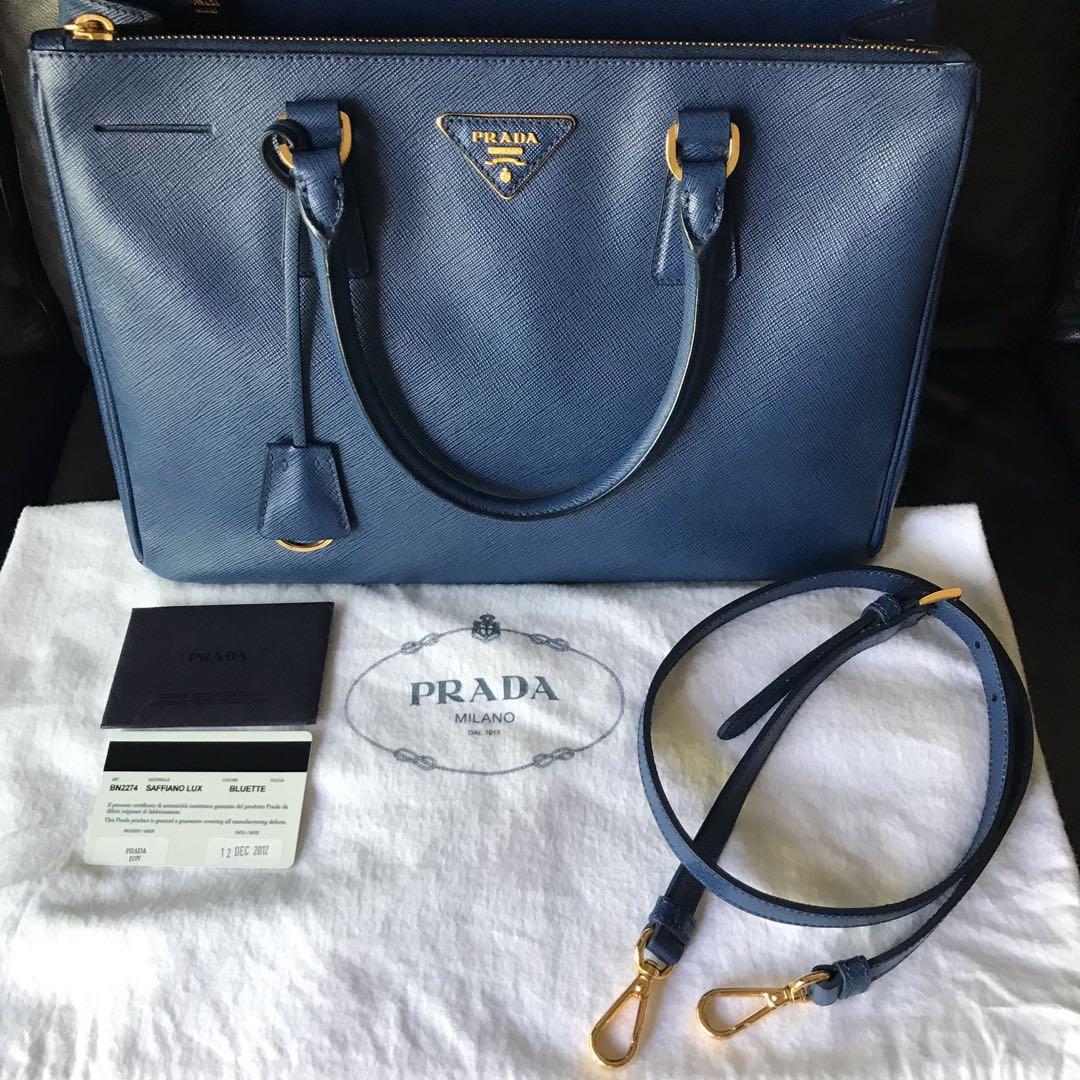 Bluette Medium Prada Brique Saffiano Leather Bag